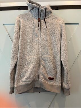 Quiksilver Men's Light Heather Gray Full-Zip Hoodie Sweater